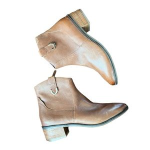 Cole Haan Ankle Boots Maci Brown Leather Zipper Western Almond Toe Booties Sz 8